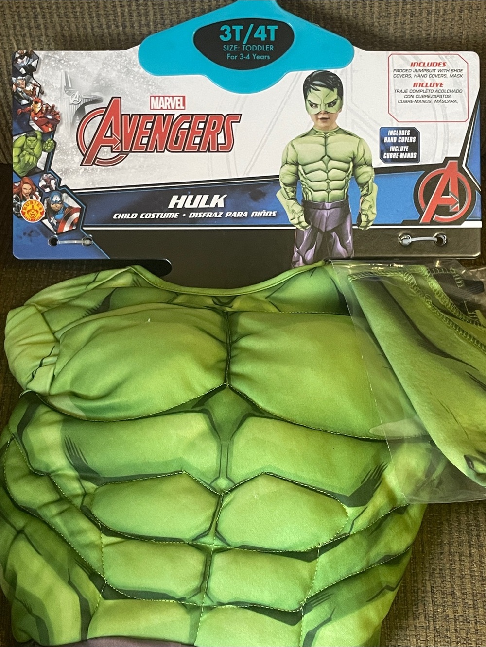 Marvel Avengers Child's Hulk Costume. NWT. Size 3T/ 4T.